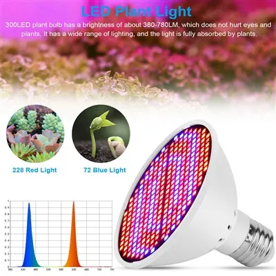 300   LED   Full   Spektrum   Växt   Växa   Ljus   Lampa
